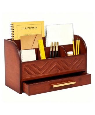Desk Organizer With Drawer Pen Holder Mail Sorter For Home Office School