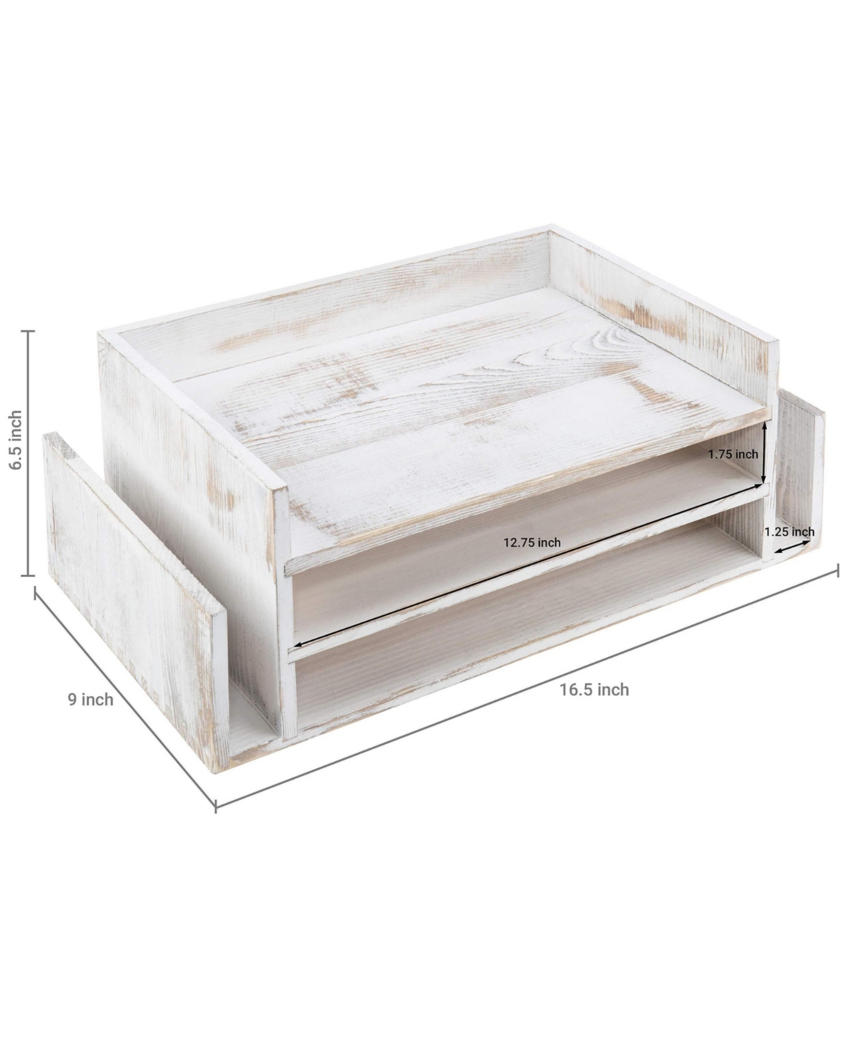 Danrong 3 Tier Wooden Desktop Organizer File Tray Letter Holder Farmhouse Storage
