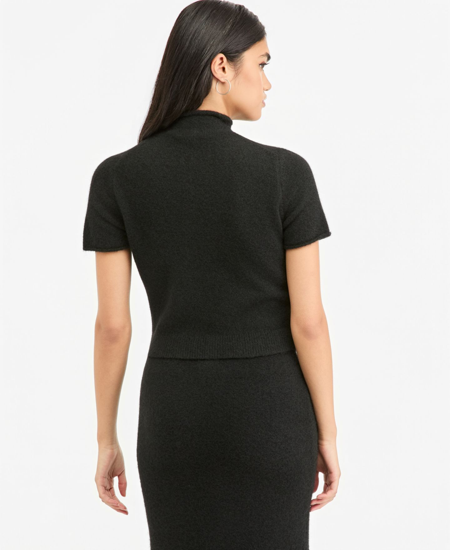 Женский свитер Bar III Mock Neck Short-Sleeve, цвет: Чёрный — фото 4