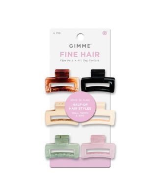 Fine Hair  Small Rectangle Claw Clips Mini Claws for Fine and Thin Hair Designer Non Slip Accessories 6 Pack