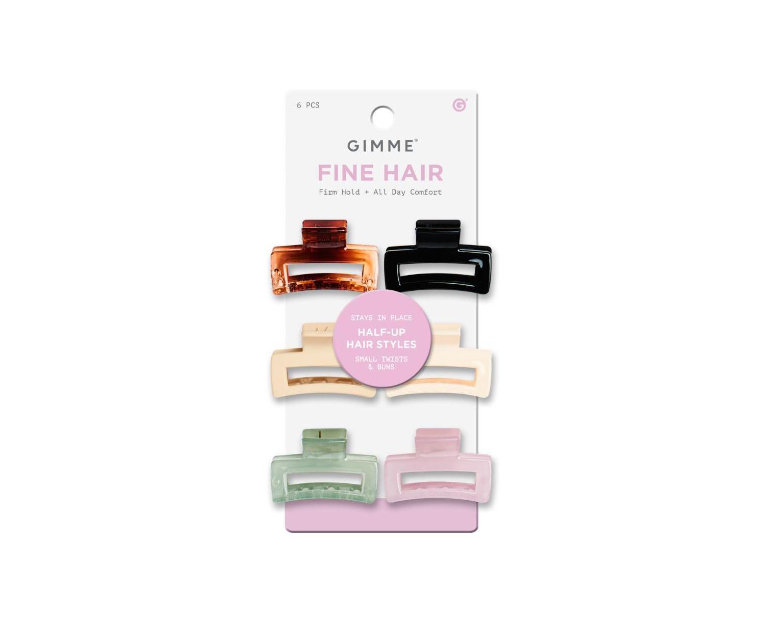 Fine Hair Small Rectangle Claw Clips Mini Claws for Fine and Thin Hair Designer Non Slip Accessories 6 Pack