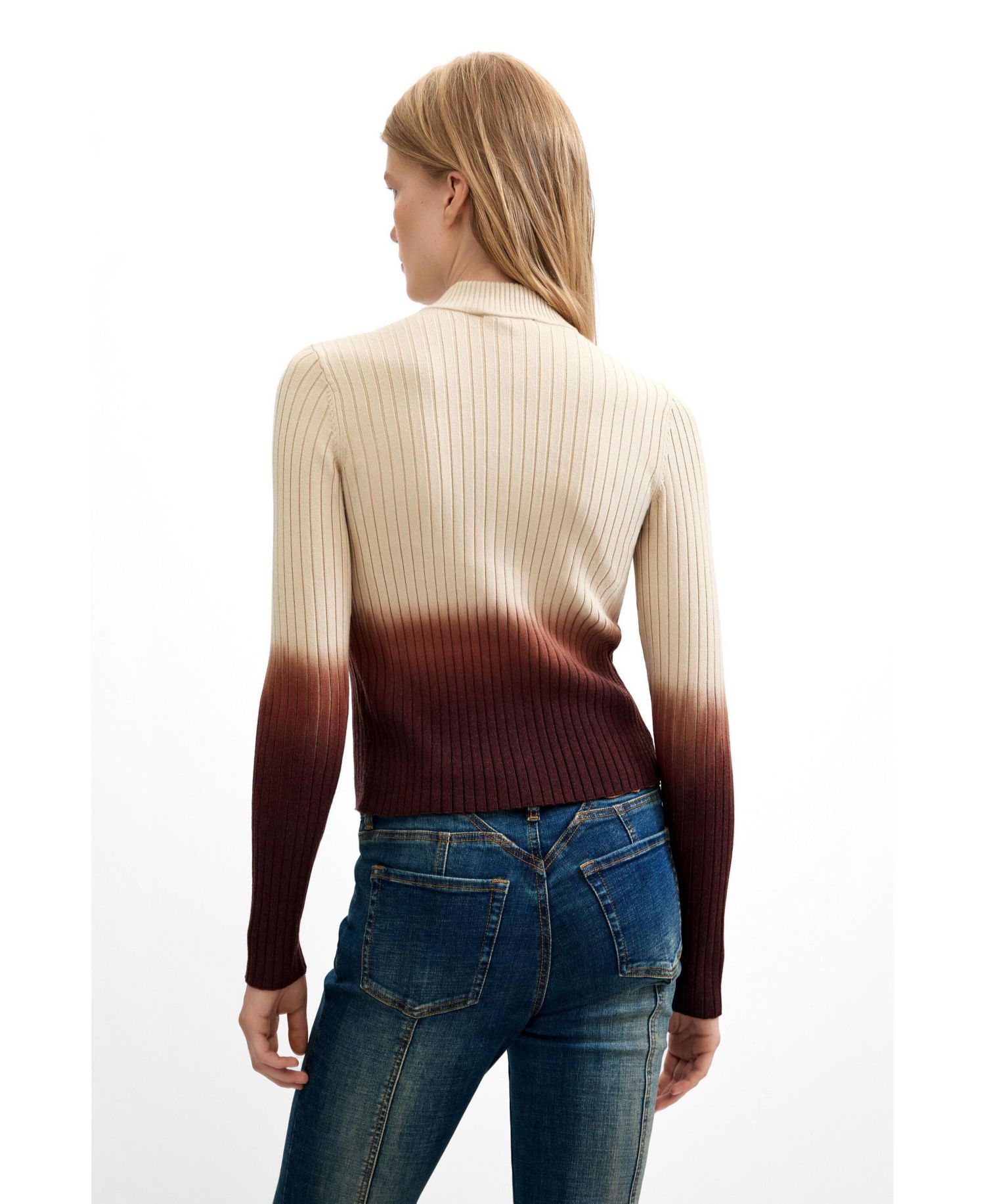Women's Full-Zip Mock-Neck Ribbed Sweater