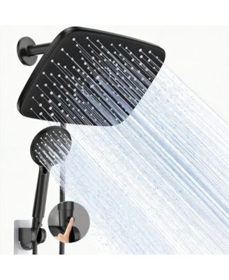 11.8" Rain Shower Head Handheld Dual 5 Modes Hose