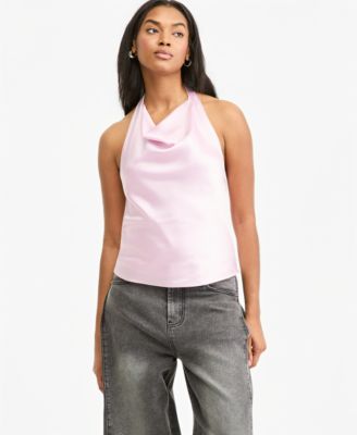 Women's Satin Halter Open-Back Top