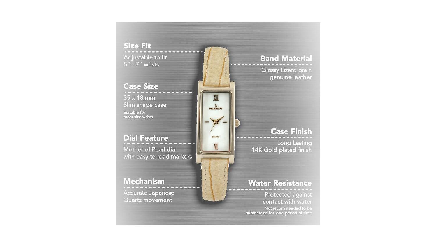 Women 35x18mm Rectangular Watch Glossy Tan Leather Strap