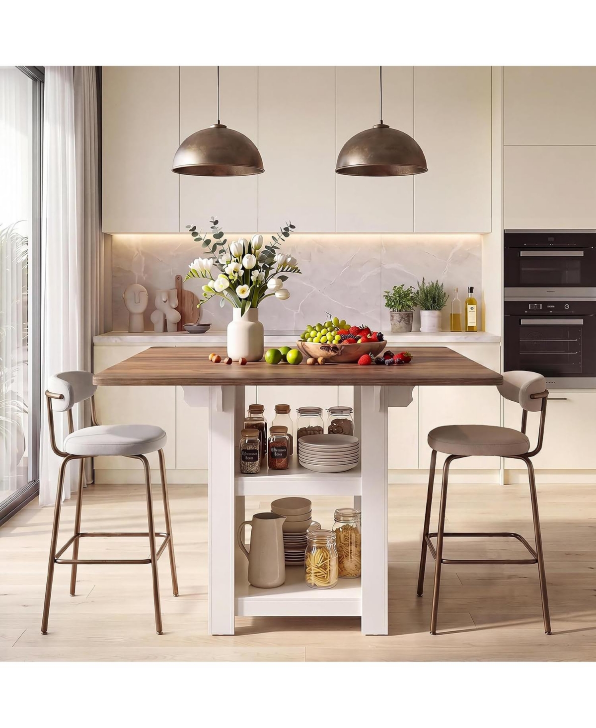 Tribesigns 47" Square Kitchen Island with Storage,Island Table