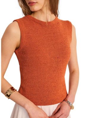 Women's Sleeveless Crewneck Cotton-Blend Knit Top