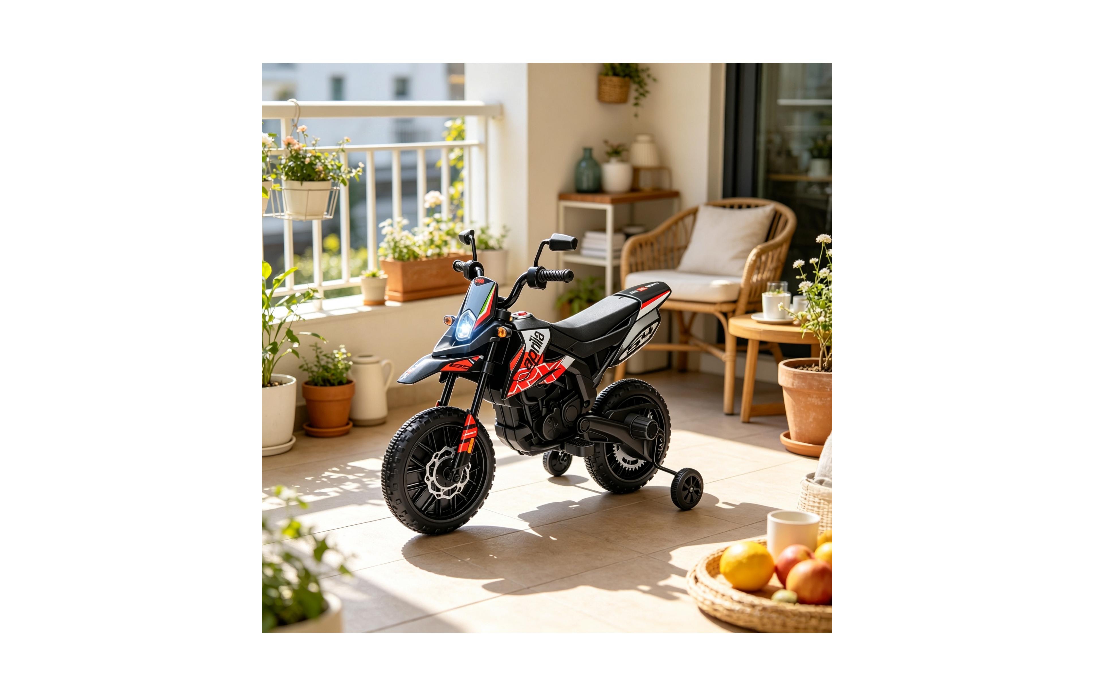 Sevorley 12Volts Kids Electric Ride-On Motorcycle with Training Wheels, Led Lights and Music, Ages 3-8
