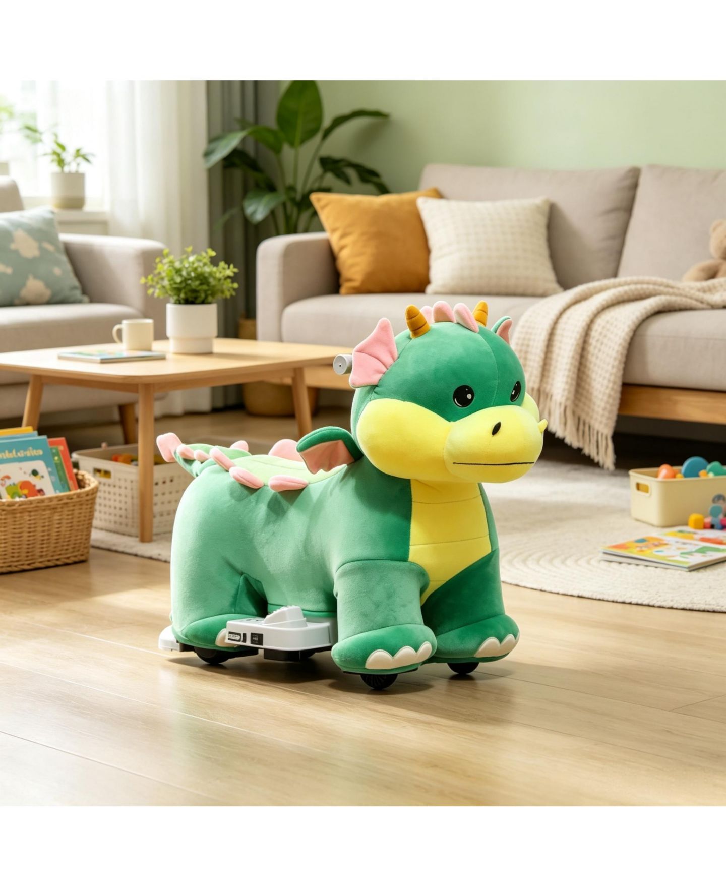 Детская игрушка SEVORLEY 6V Electric Dinosaur Ride-On Toy with Forward Drive and Music, Ages 18-36 Months, цвет: Зелёный — фото 5