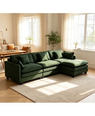 Modern 3-Seat Sectional Sofa with Ottoman and Chaise Lounge