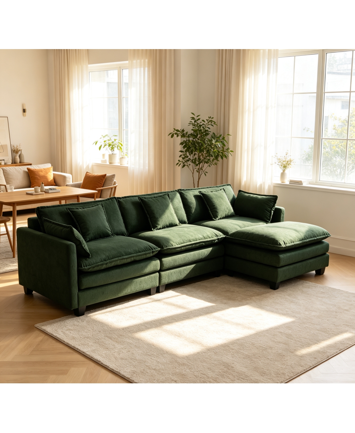 Streamdale Furniture Modern 3-Seat Sectional Sofa with Ottoman and Chaise Lounge