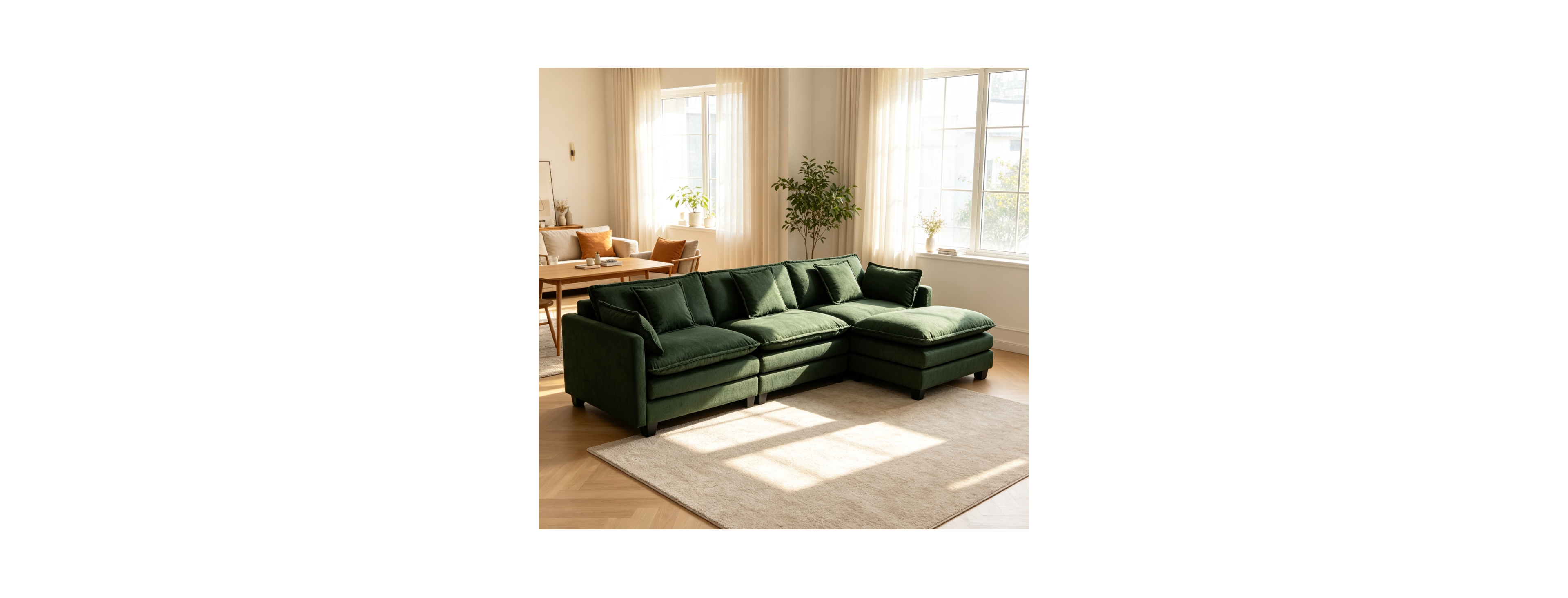 Streamdale Furniture Modern 3-Seat Sectional Sofa with Ottoman and Chaise Lounge