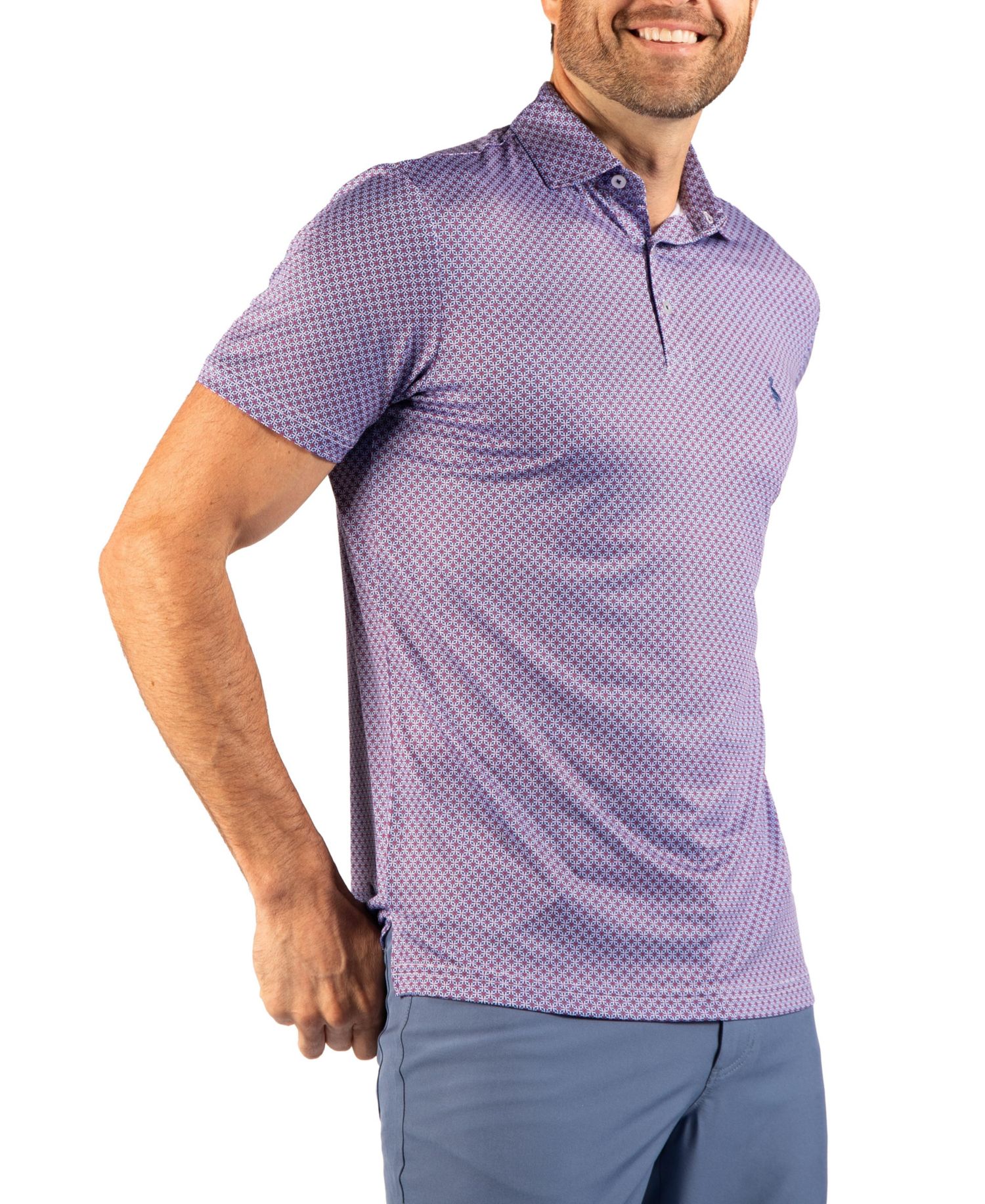 Men's Geo Floral Performance Polo Shirts