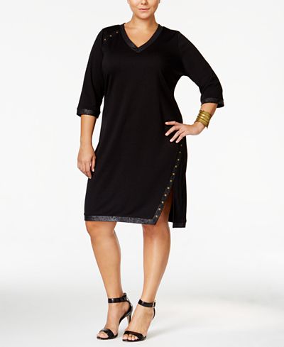 MBLM by Tess Holliday Trendy Plus Size Studded Dress