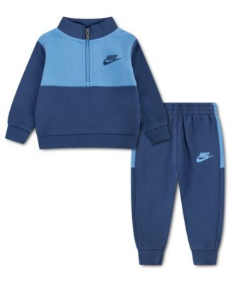 Baby Boys' Color-Blocked Fleece Quarter-Zip Sweatshirt and Pants, 2-Piece Set