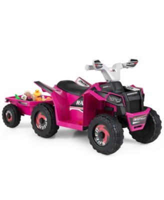 6V Electric ATV Quad 2-in-1 with Detachable Cargo Trailer, 66 lbs Capacity, Ages 3+