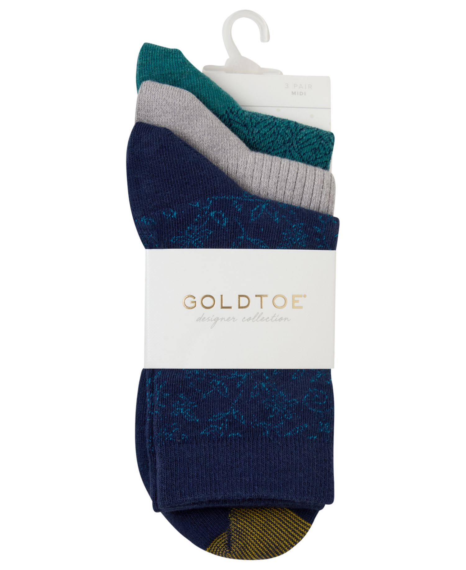Women's Botanical Ribbed Reinforced-Toe Midi Socks, 3-Pack