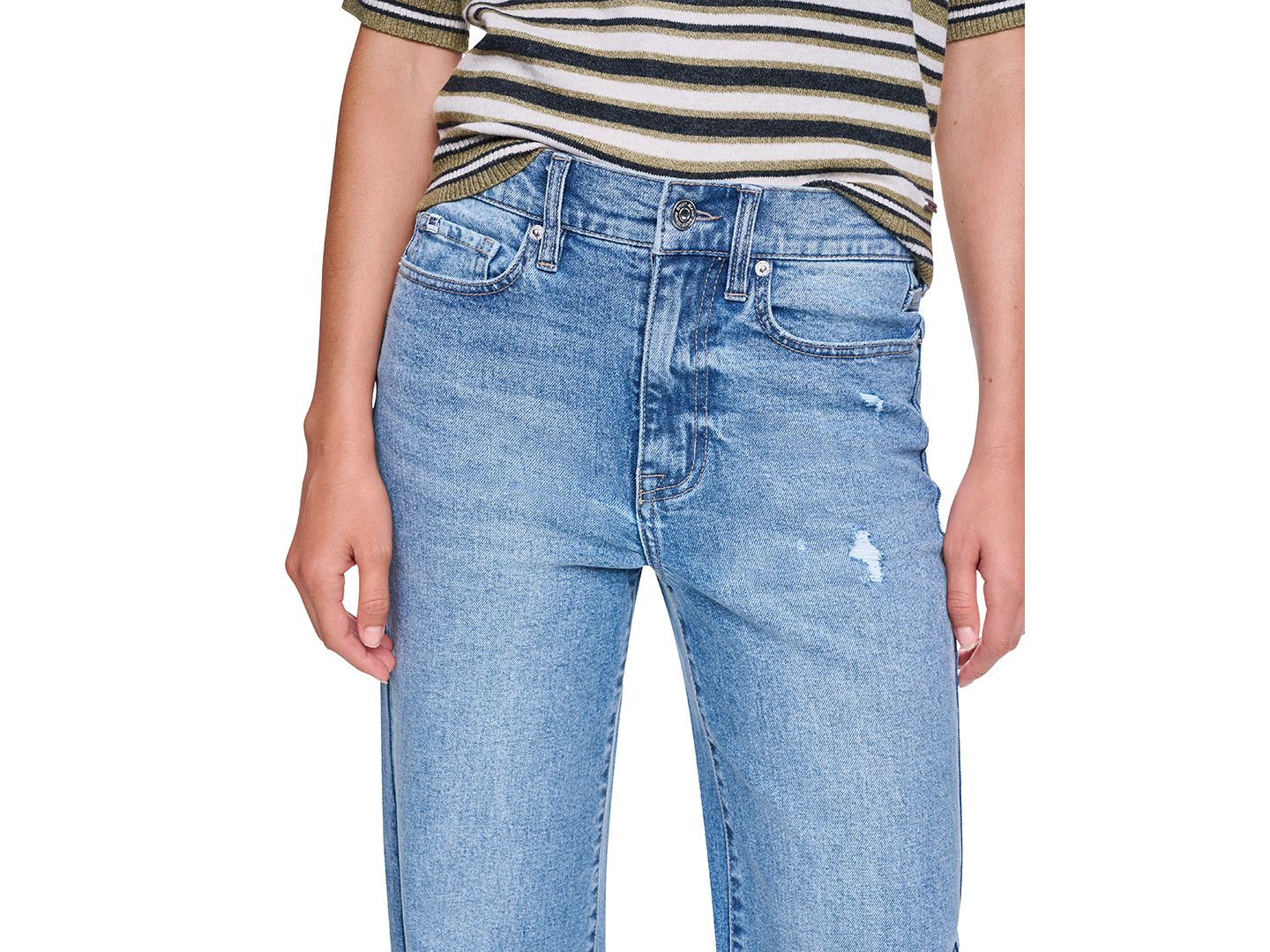 Женские джинсы DKNY Jeans Petite High-Rise Straight-Leg Light Rinse, цвет: Upper West — фото 7
