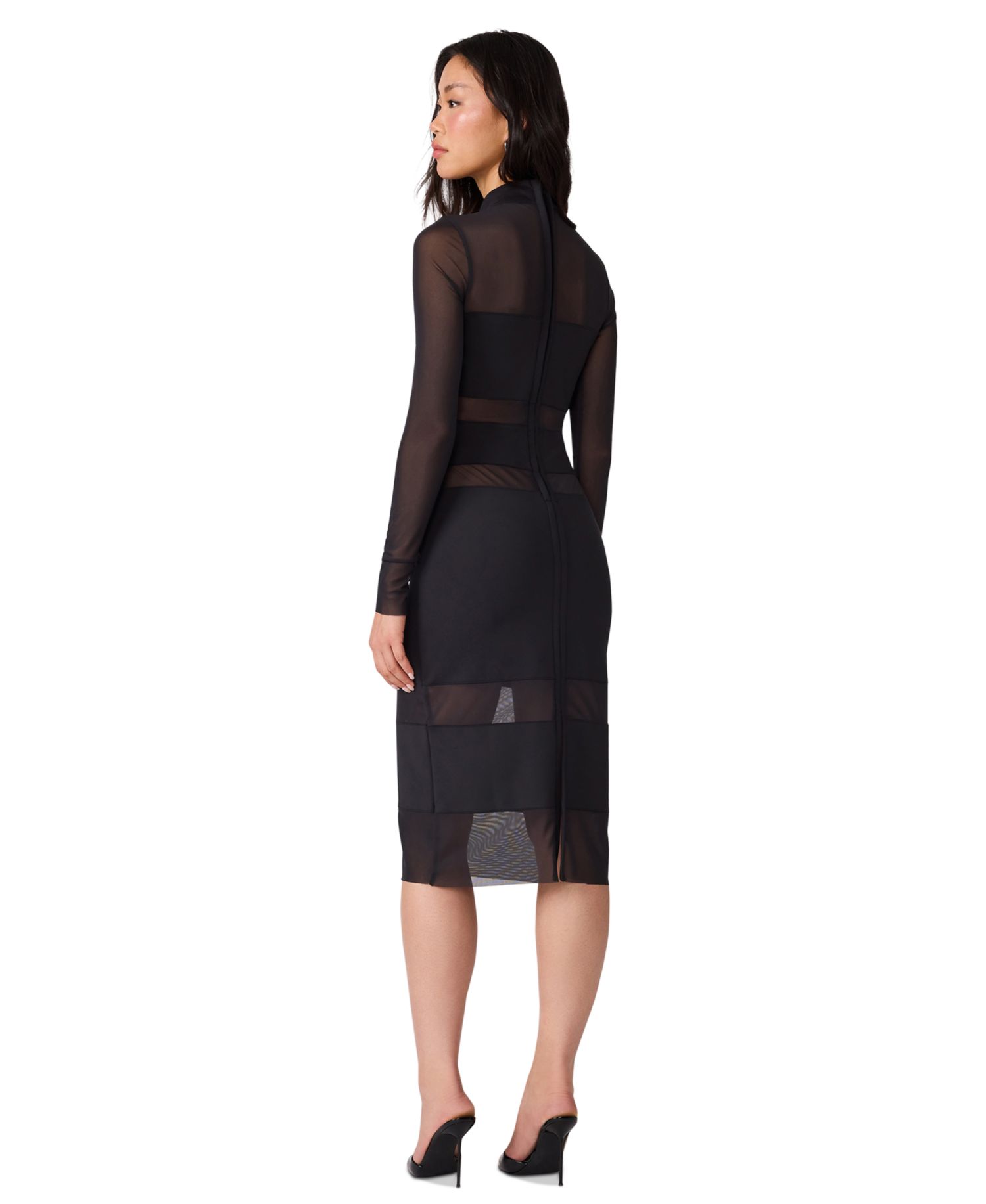 Blaze Long-Sleeve Mesh Bodycon Midi Dress