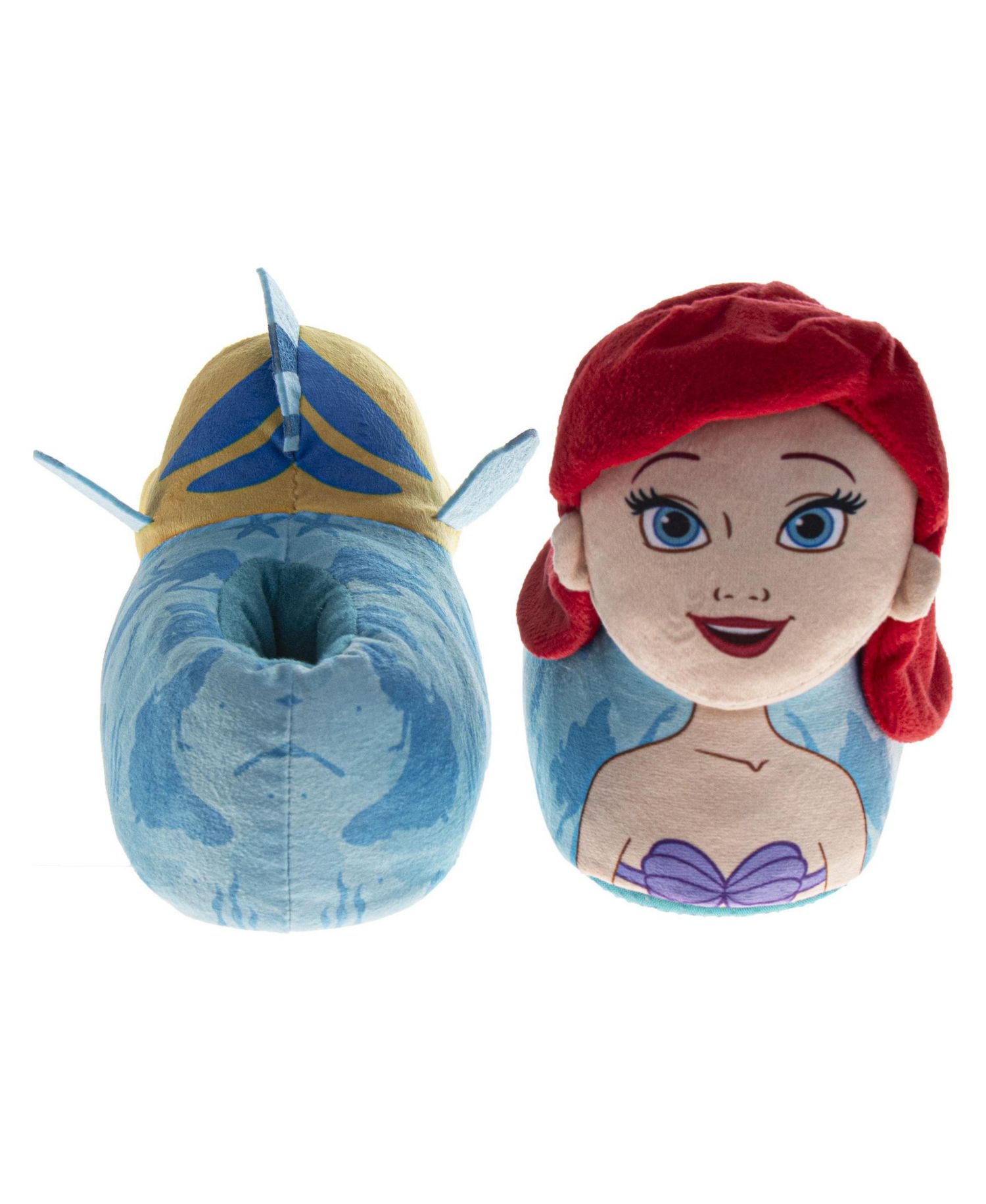 Little Mermaid 3D Ariel and Flounder Girls (5- 6 to 13- 1) Slippers Warm, Fluffy, and Comfortable House Footwear