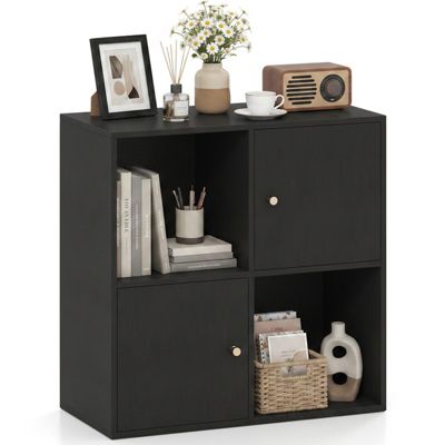 4-Cube 3-Tier Bookcase with 2 Cabinets and Anti-Tipping Kits