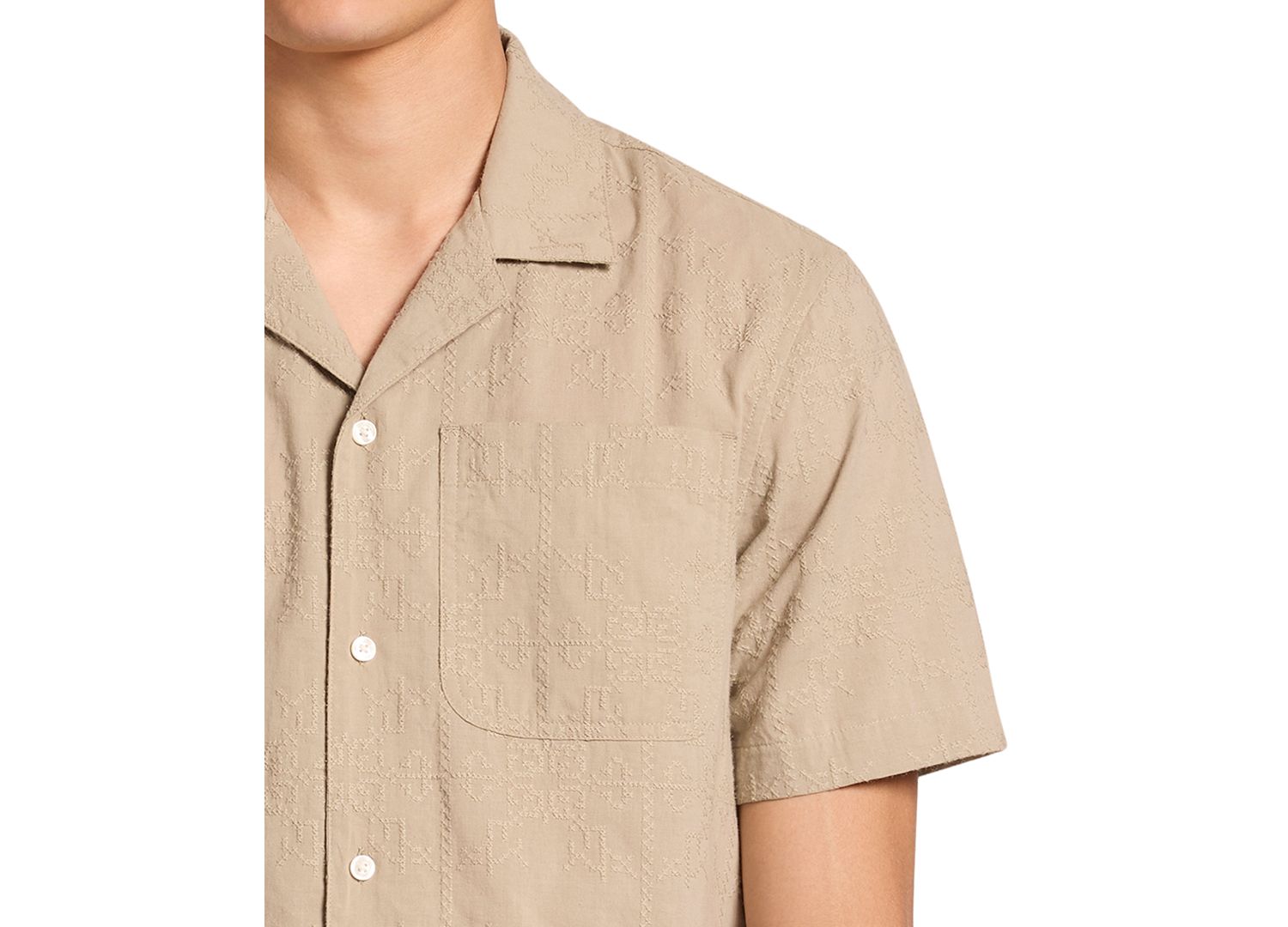 Men's Embroidered Camp Collar Short-Sleeve Shirt