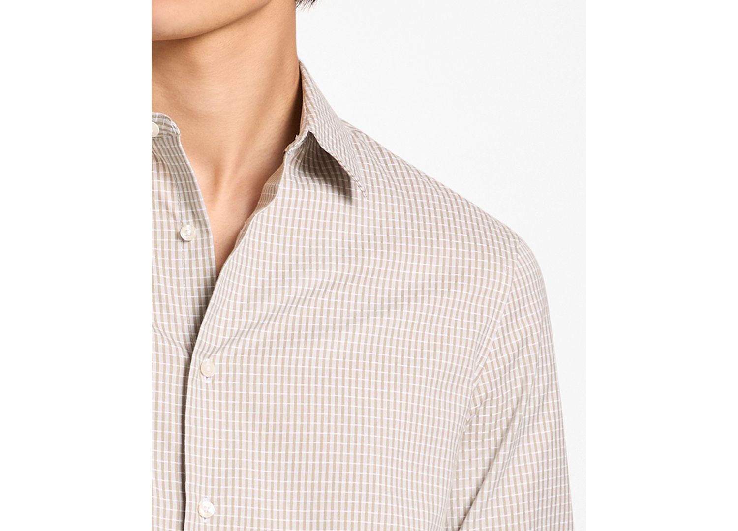 Men's Check-Print Long-Sleeve Cotton Shirt