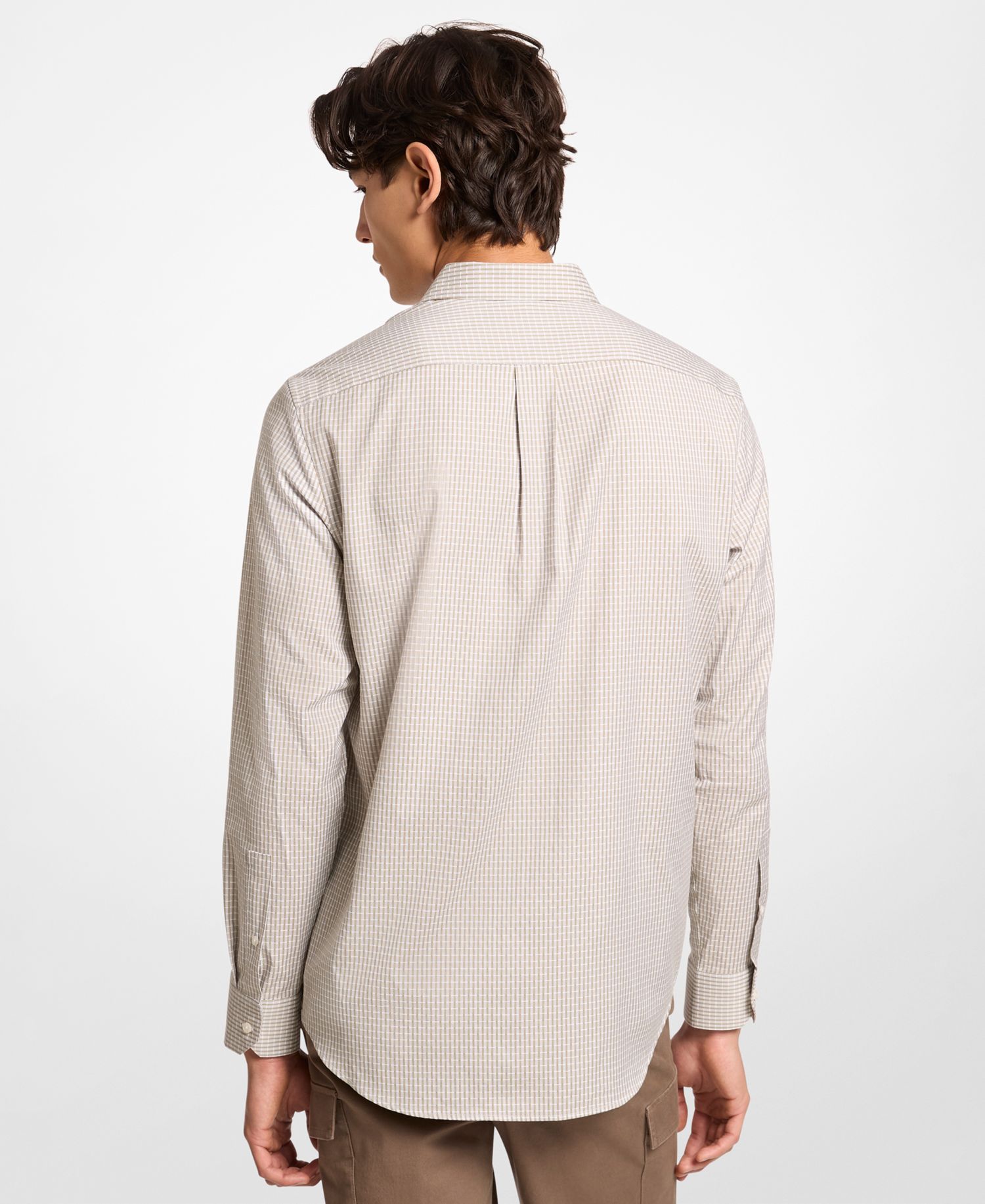Men's Check-Print Long-Sleeve Cotton Shirt