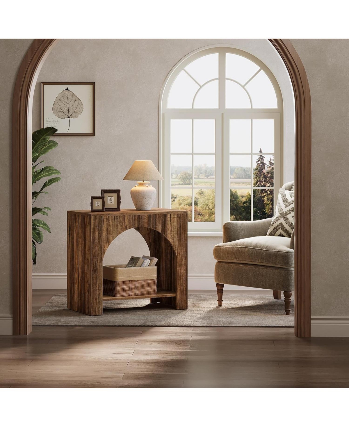 Tribesigns Farmhouse End Table with Storage Shelf, Rectangle