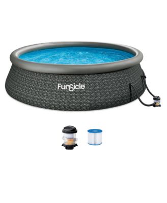 12' x 36" QuickSet Inflatable Ring Top Outdoor Above Ground Pool w/Pump