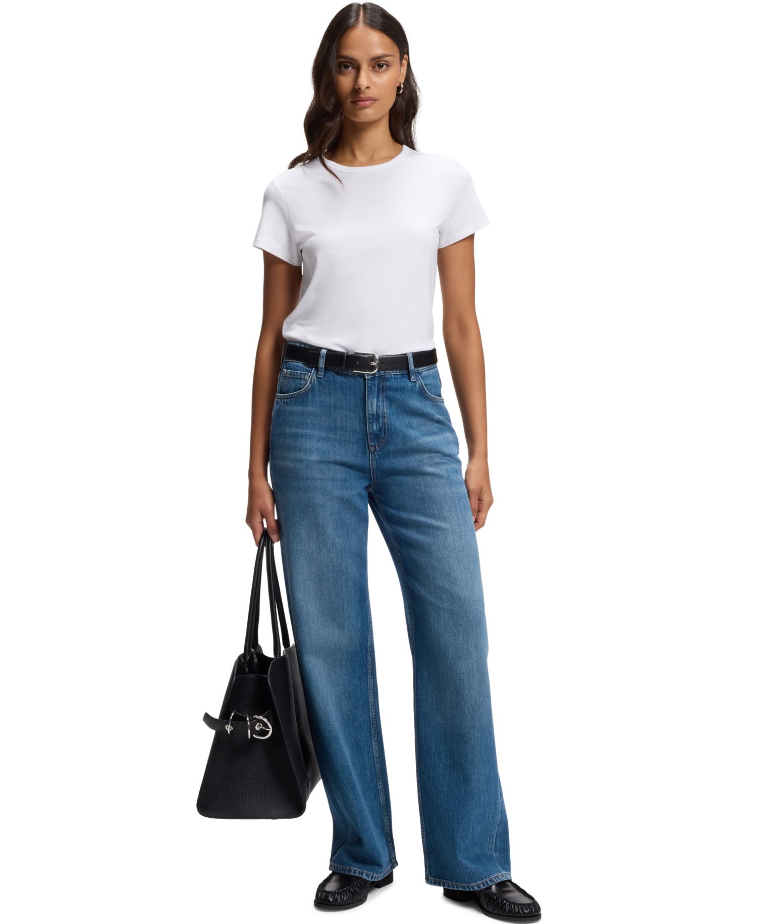 BOSS by Women's Evyta Slim-Fit Embroidered Logo T-Shirt