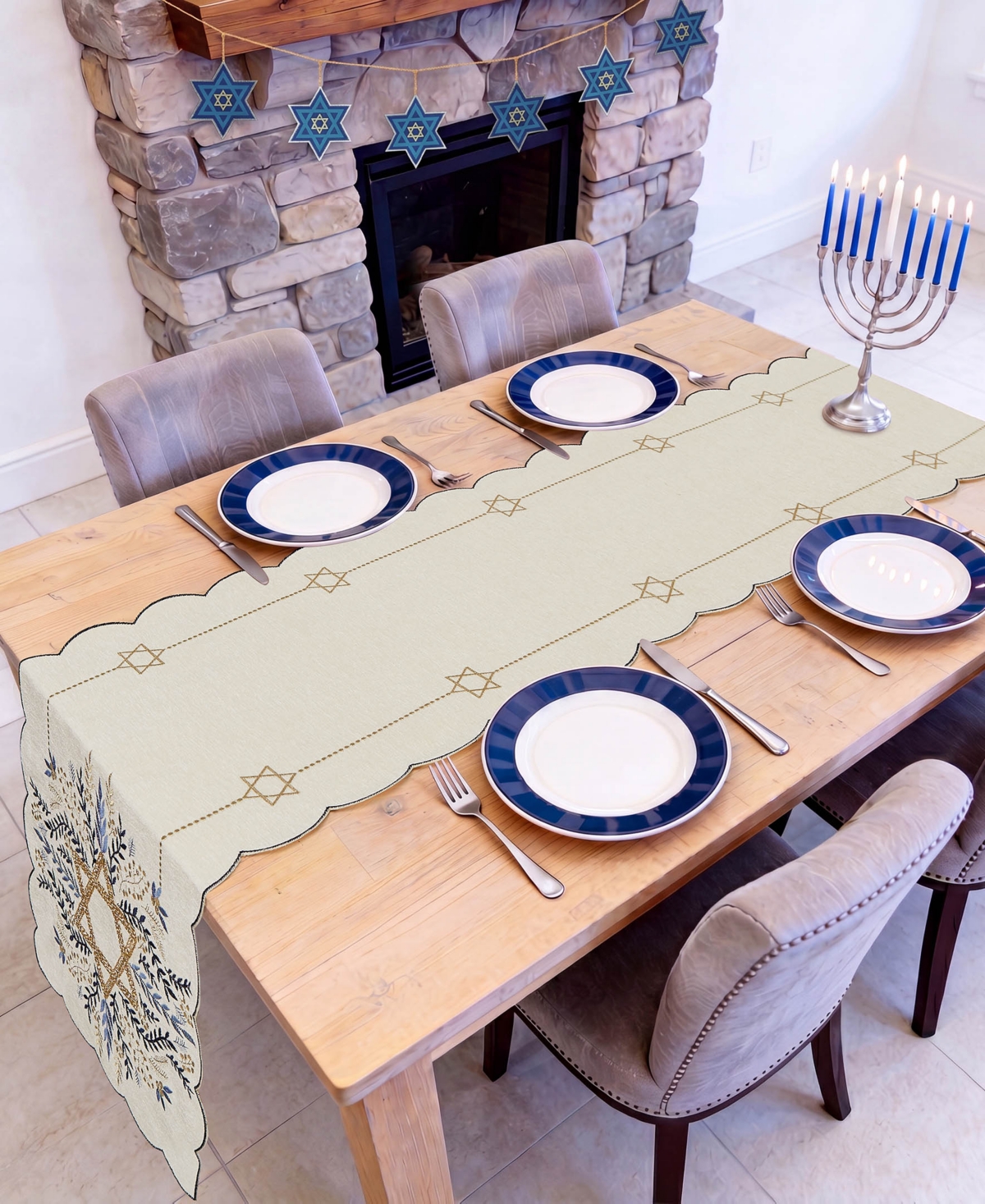 Avanti Star of David Table Runner, 14" x 72"