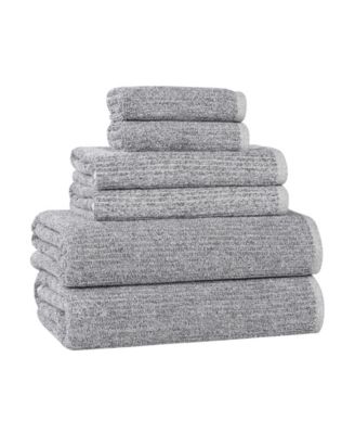 Destin Viscose Blend Absorbent Quick Dry Solid Ribbed Design 6-Piece Towel Set
