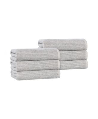 Destin Viscose Blend Absorbent Quick Dry Solid Ribbed Design 6-Piece Hand Towel Set