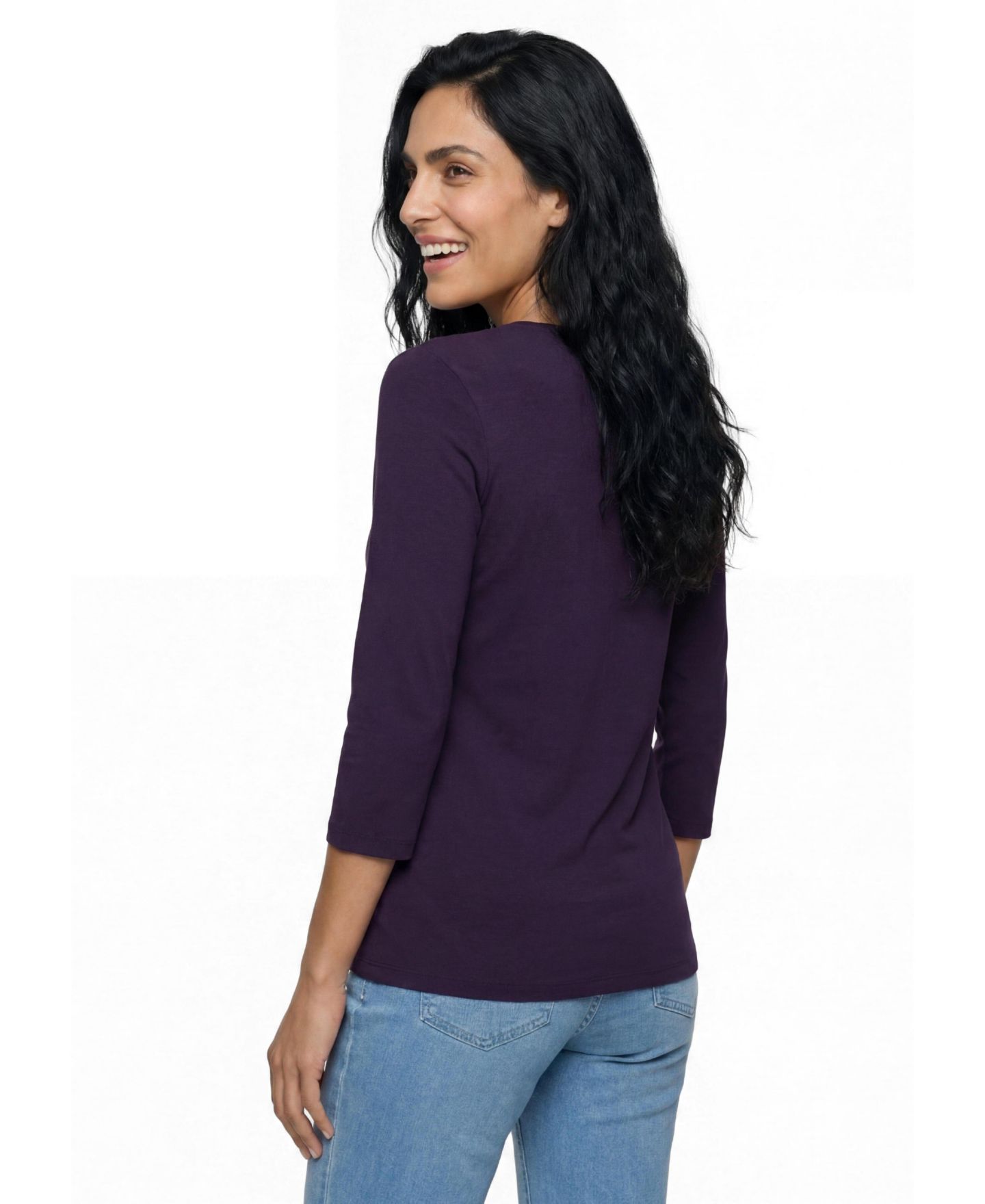 Женская футболка Olsen V-Neck 3/4-Sleeve, цвет: Сливовый — фото 2