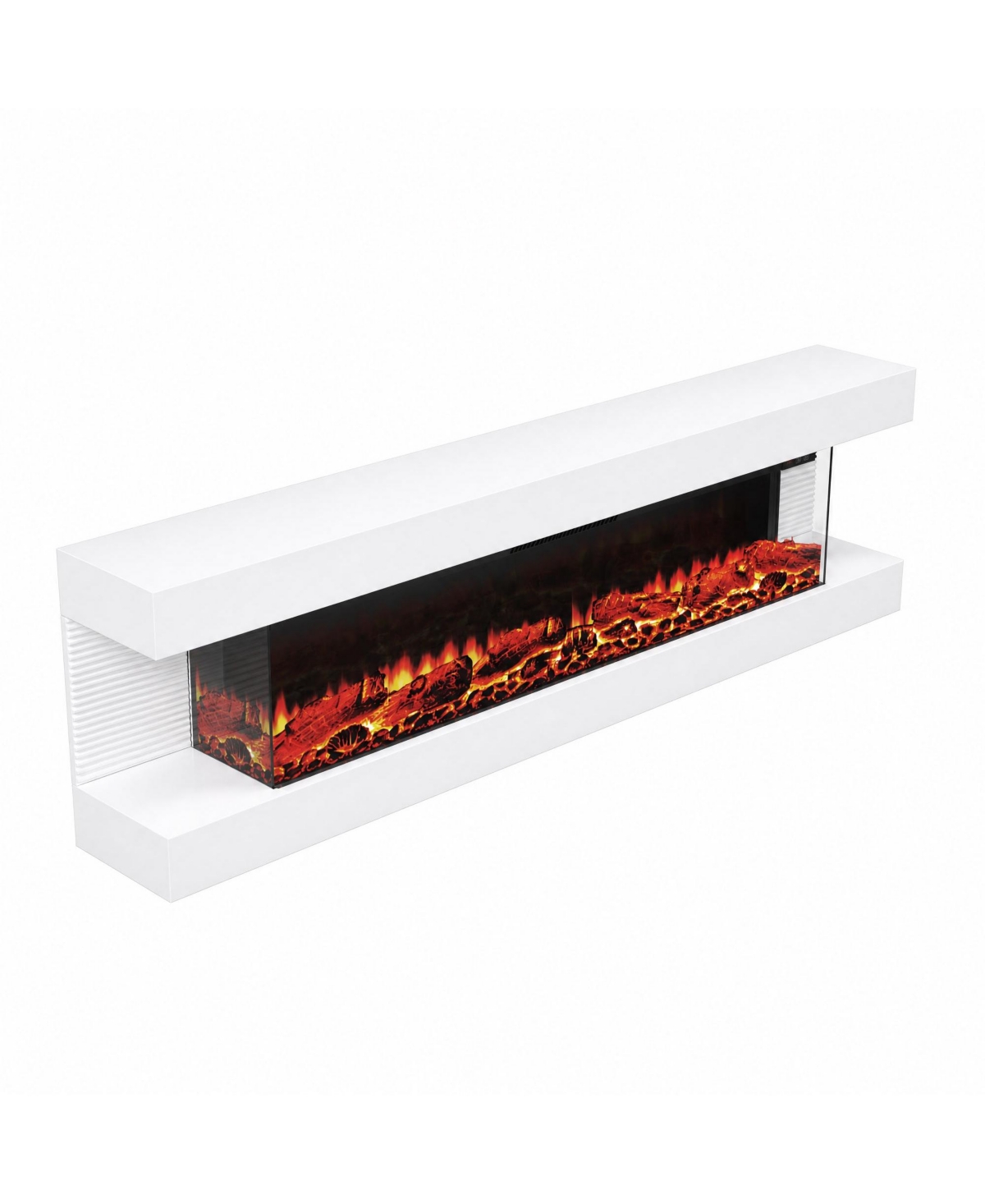 Mondawe 60" 3-Sided Electric Fireplace Insert with 12 Flame Colors, 750W/1500W Heater, Remote Control and Led Side Lighting