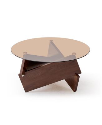 Modern Round Farmhouse Glass Coffee Table