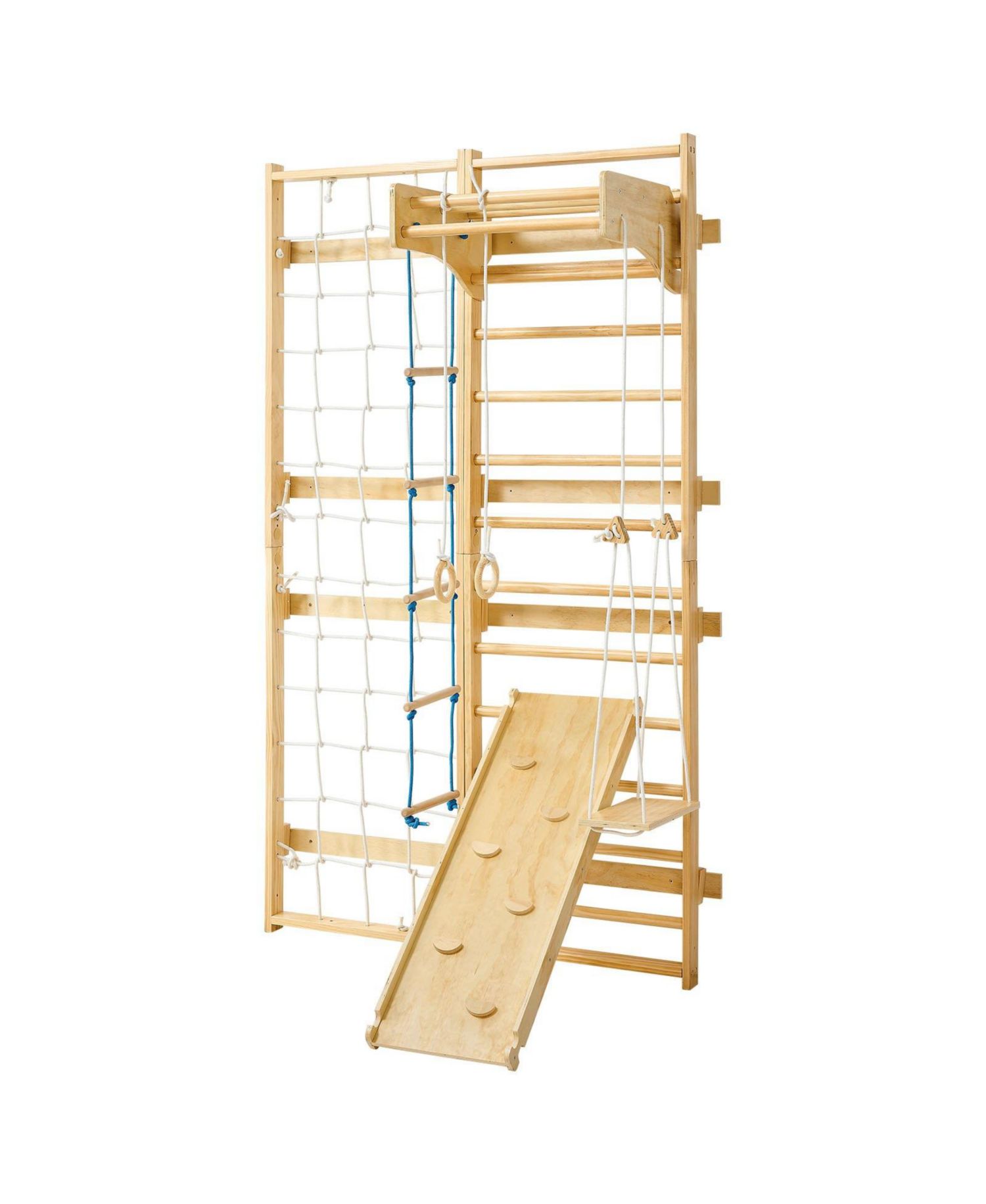 8 in 1 Swedish Ladder Wall Gym with Slide and Swing