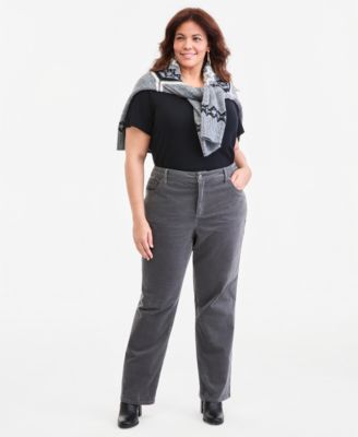 Plus Size Corduroy High-Rise Straight-Leg Jeans, Macy's Exclusive