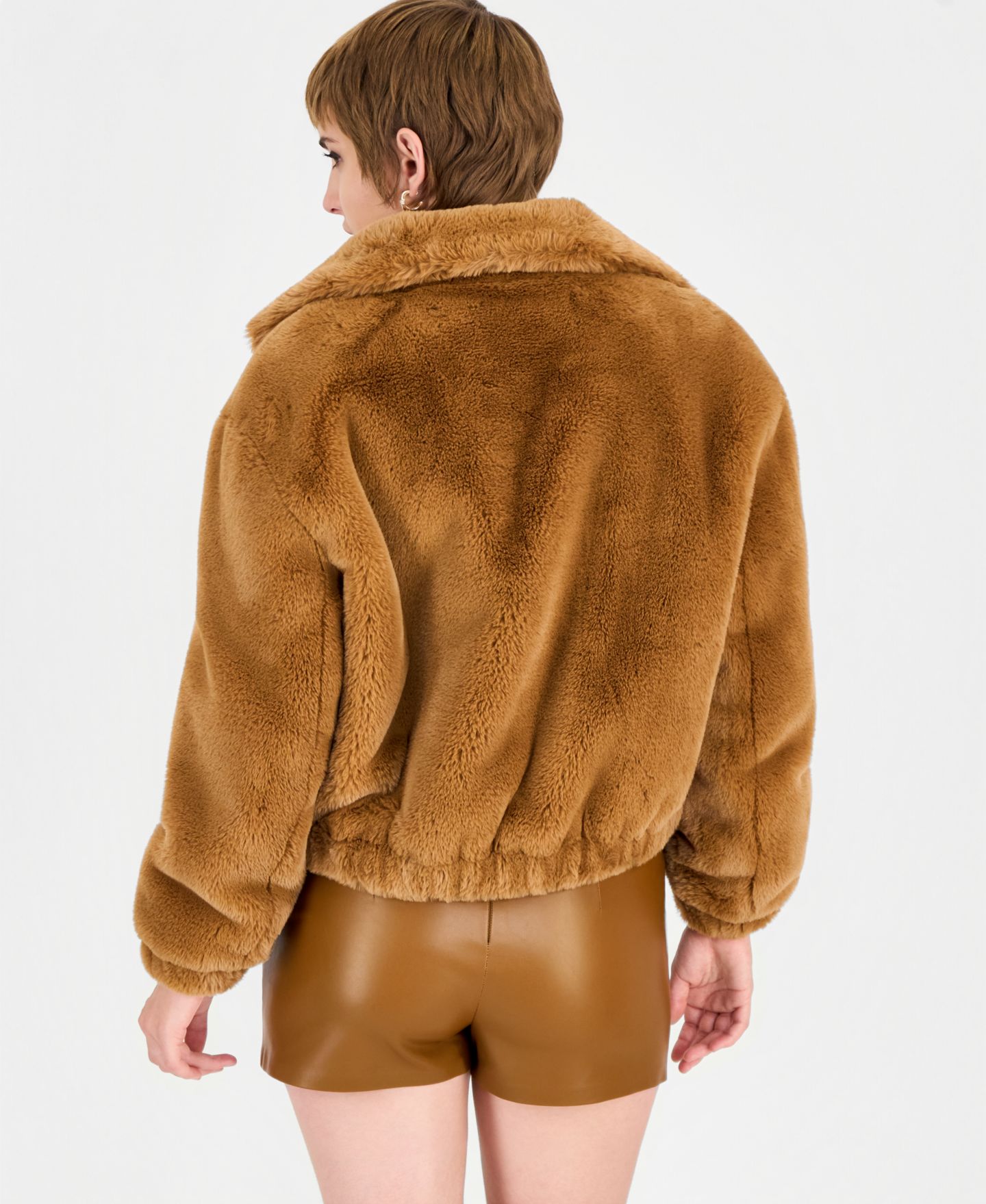 Женская куртка GUESS Xena Long-Sleeve Faux Fur Synched Waist and Cuffs Bomber, цвет: Разноцветный — фото 4