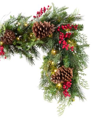 OD Red Berry Pine Garland 10' LEDC BO