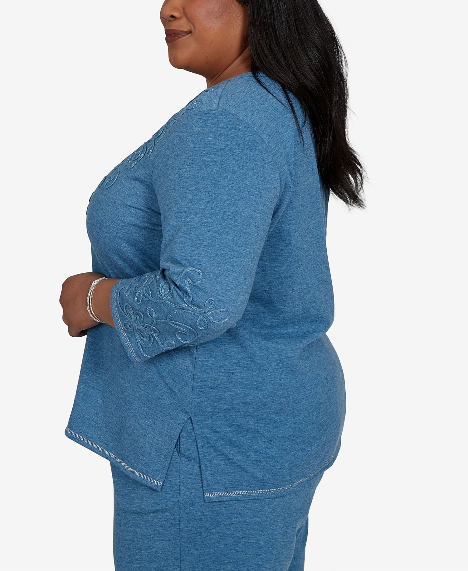 Plus Size 3/4-Sleeve Henley Top