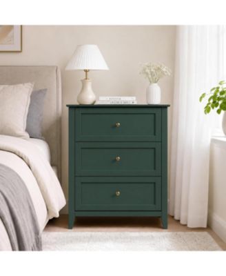 27.5" 3-Drawer Dresser with Lacquered Finish and Gold Knobs, Modern Nightstand