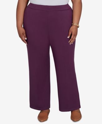 Plus Size Wide-Leg Pull-On Rayon-Nylon Blend Pants