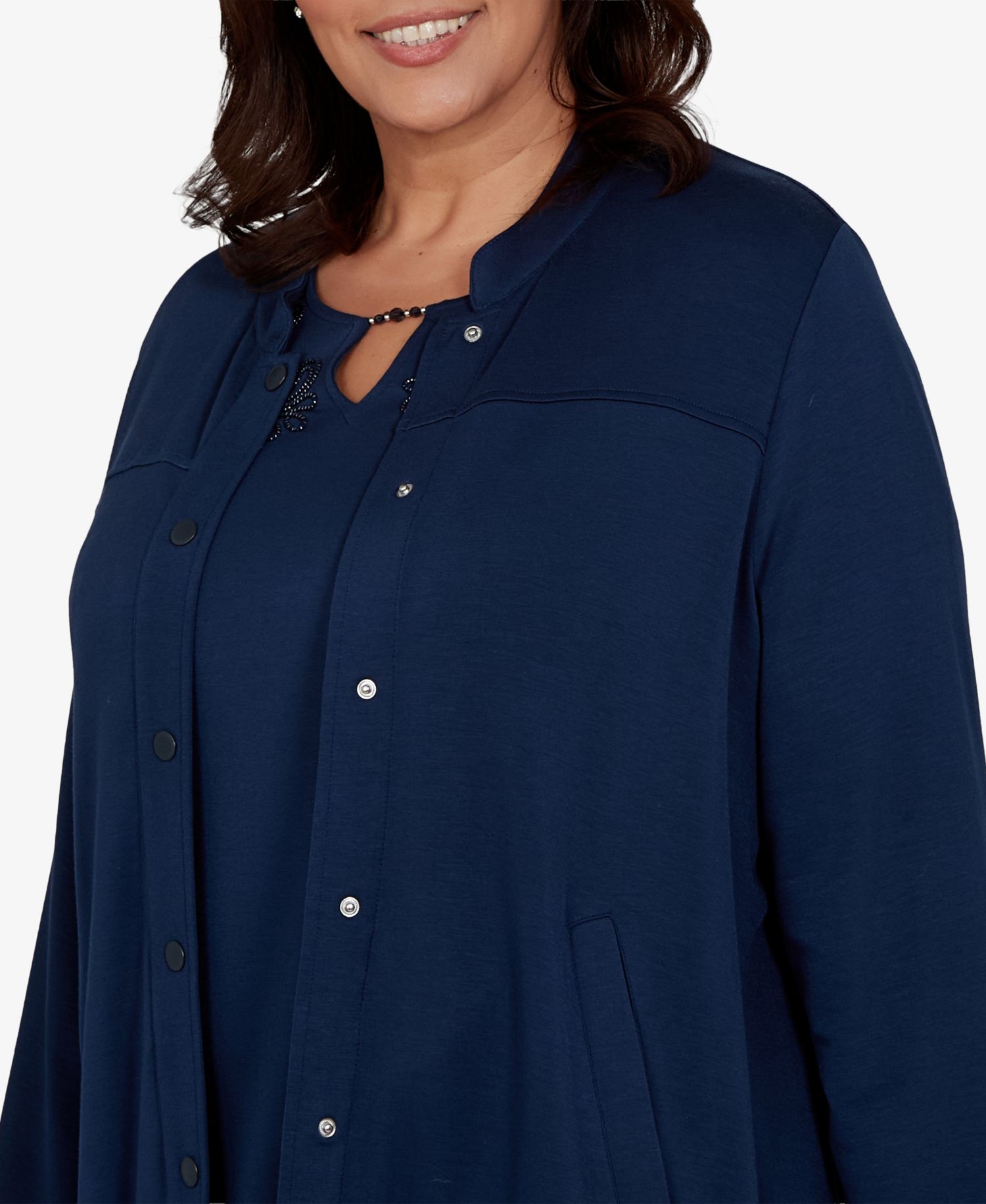 Plus Size Mandarin-Collar Lightweight Stretch Jacket