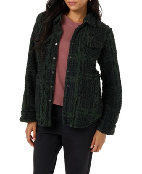 Женская куртка O'Neill Zuma High Pile Snap-Front, цвет: Тёмно-зелёный