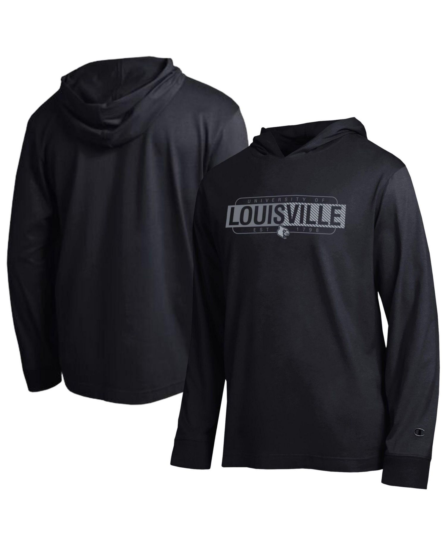 Men's Black Louisville Cardinals Gradient All-Star Long Sleeve Hooded T-Shirt