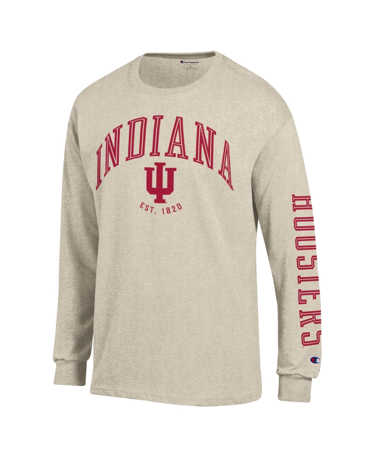 Champion Men's Indiana Hoosiers Neutral Arch Long-Sleeve Crewneck T-Shirt