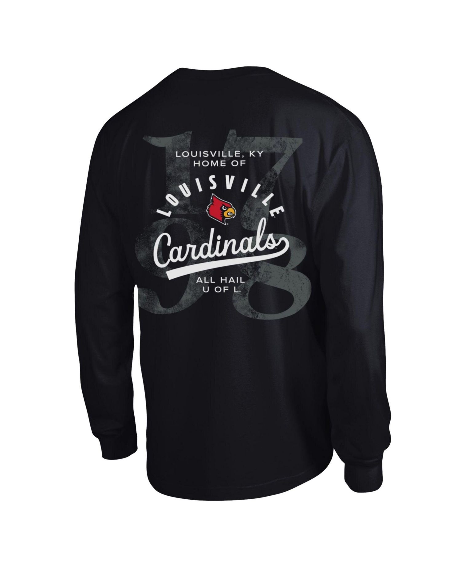 Men's Louisville Cardinals Laminated All-Star Long-Sleeve Screen-Print Graphic Relaxed-Fit T-Shirt