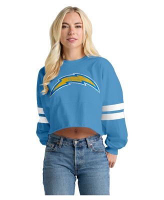Women's Los Angeles Chargers Oversized Cropped Long-Sleeve T-Shirt